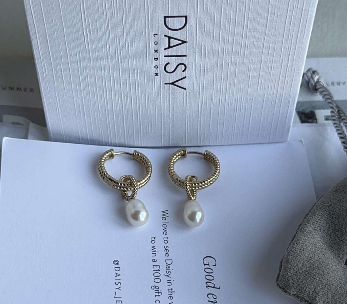 Daisy Jewellery: Treasures Double Rope Pearl Drop X Estée Lalonde Sunburst Midi Hoop Earrings