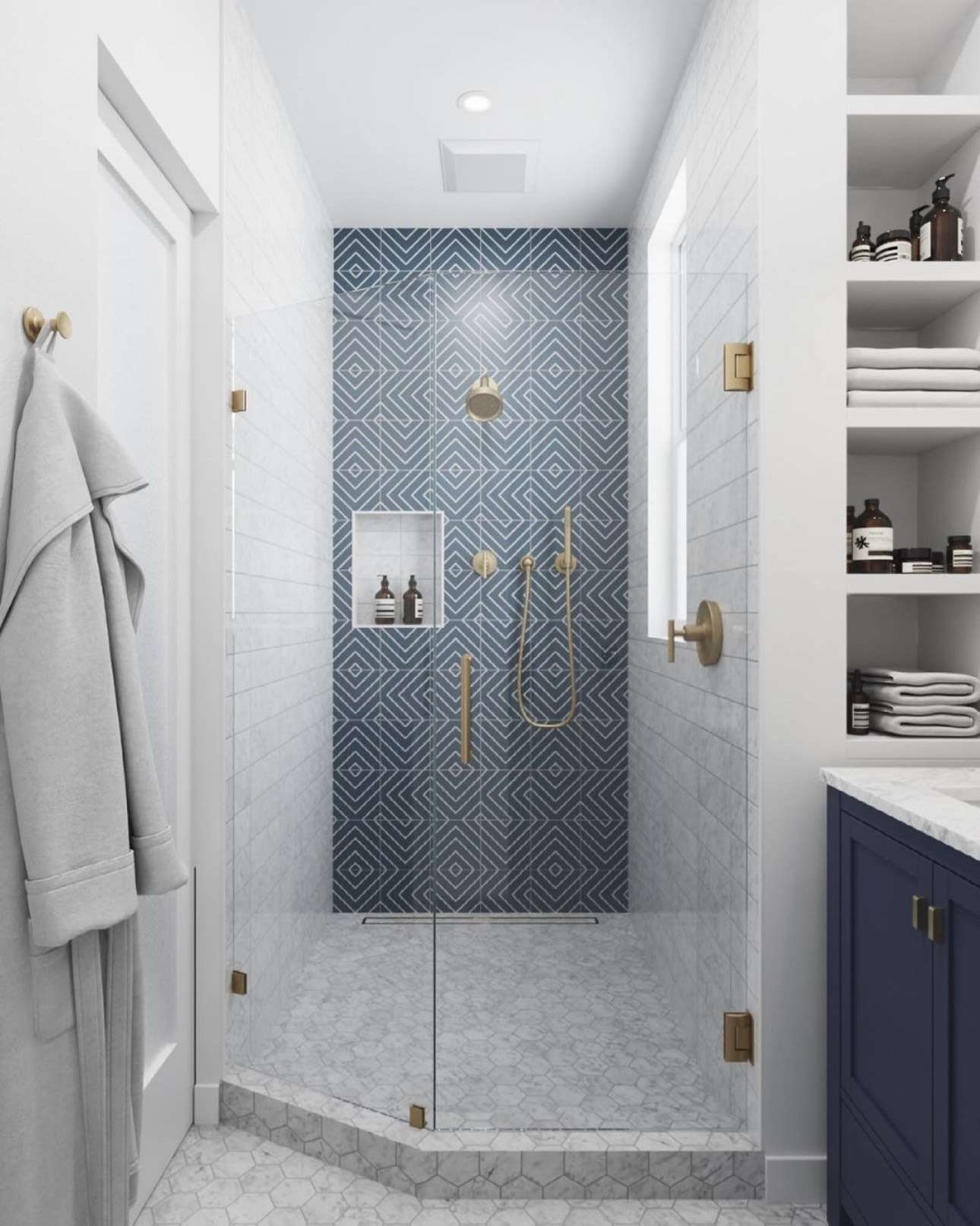 Blue Bathroom Accent Wall