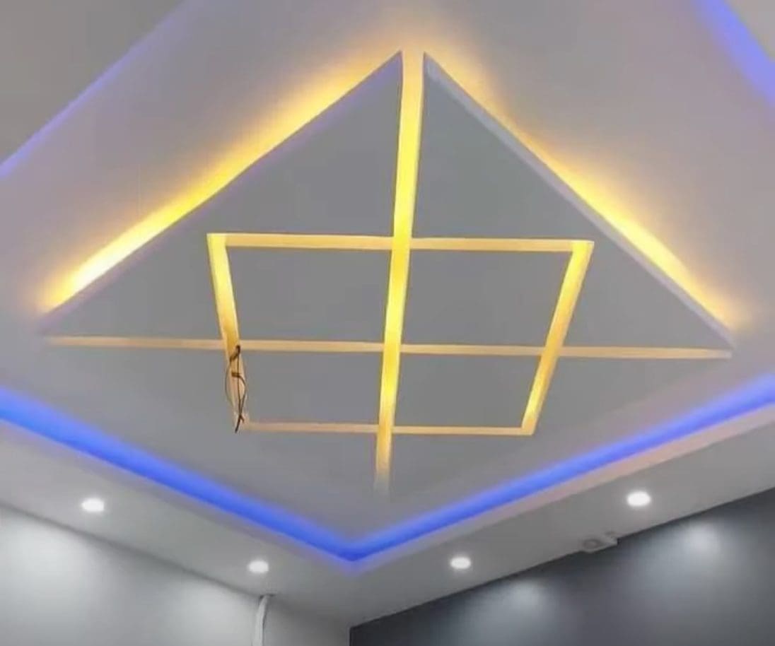 Geometric POP Ceiling Design for halll