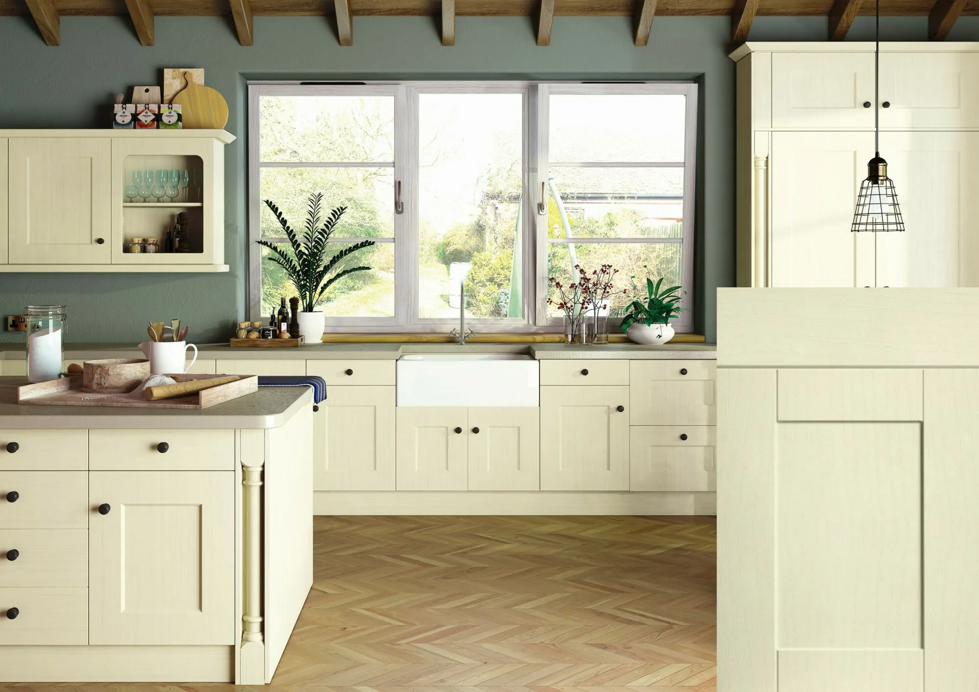 Oakgrain Cream Kitchen Cabinets