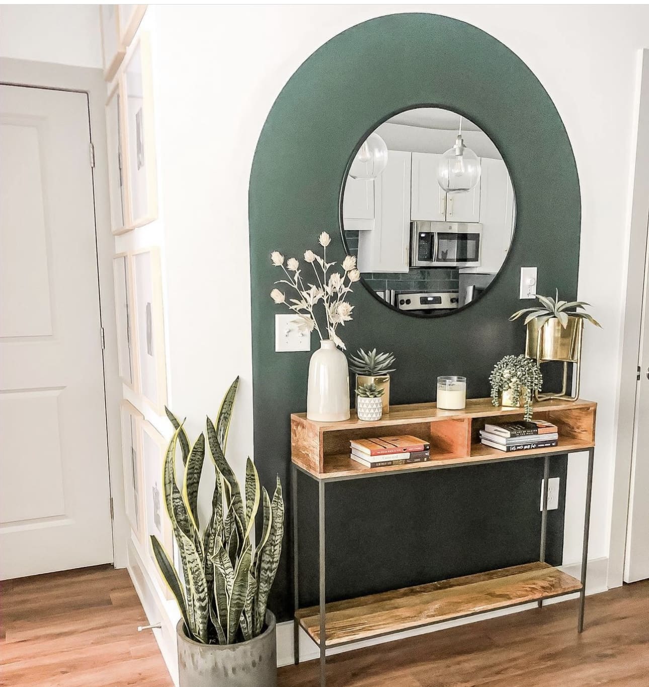 Painted Green Arch Accent Wall