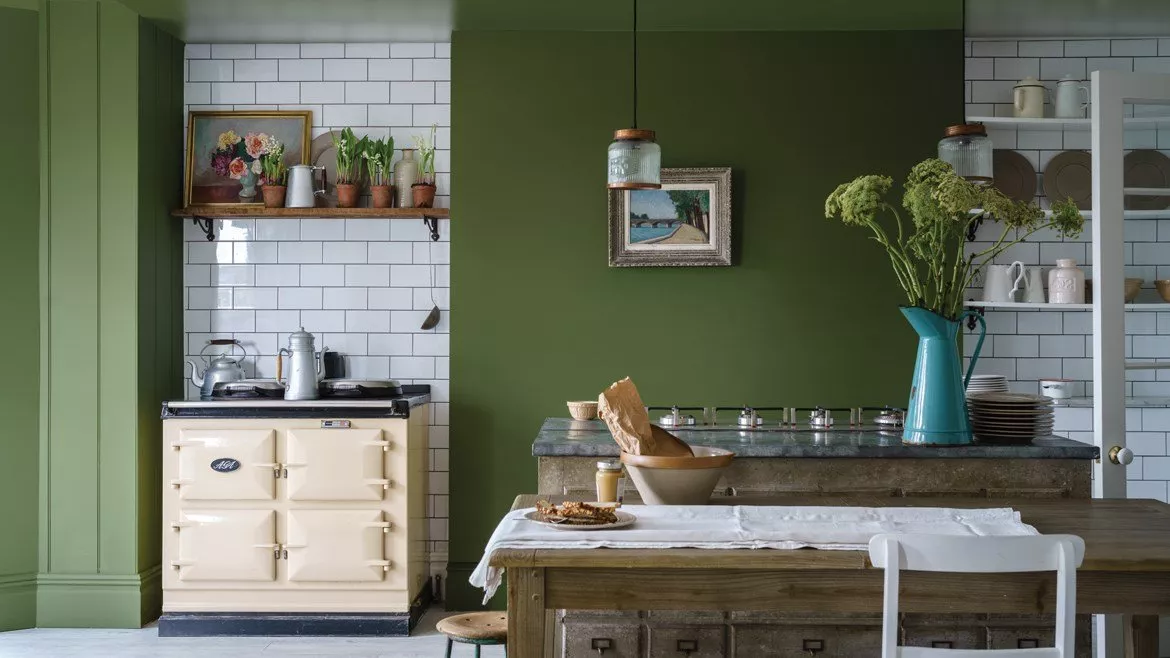 Green Kitchen Accent Wall