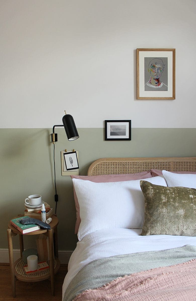 Two-Tone Sage Green Bedroom Wall