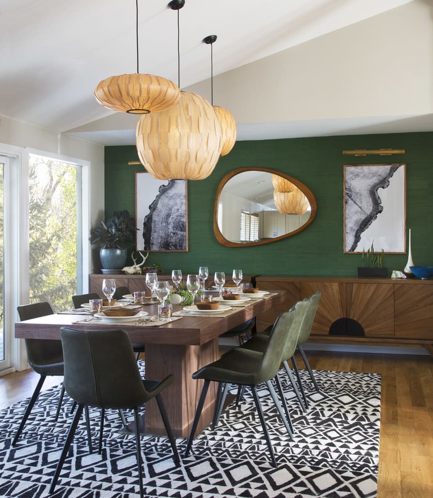 Green Dining Room Accent Wall