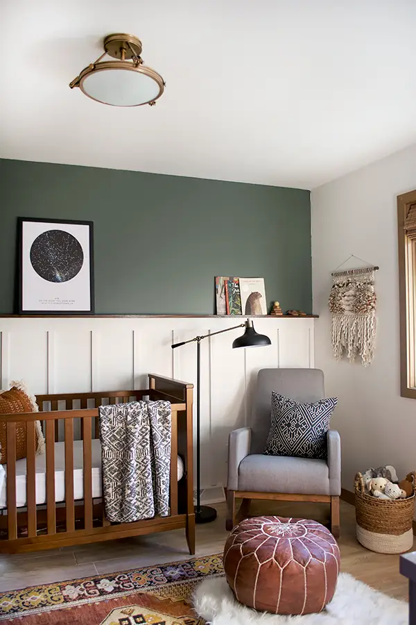 Half Green Nursery Accent Wall