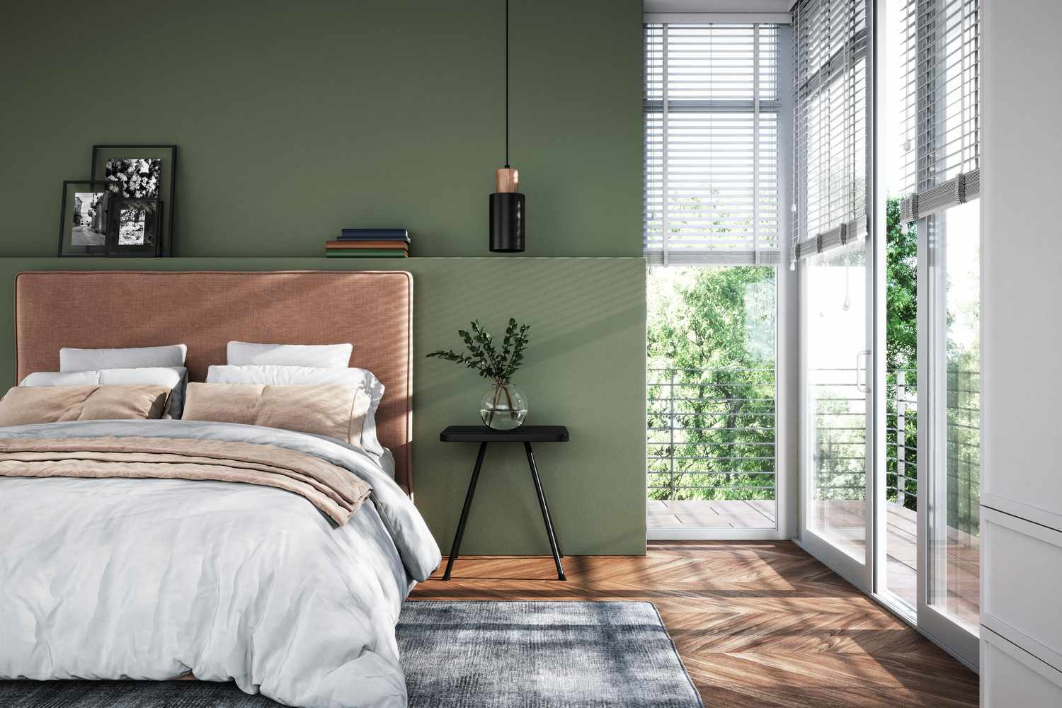 Sage Bedroom Green Accent Wall