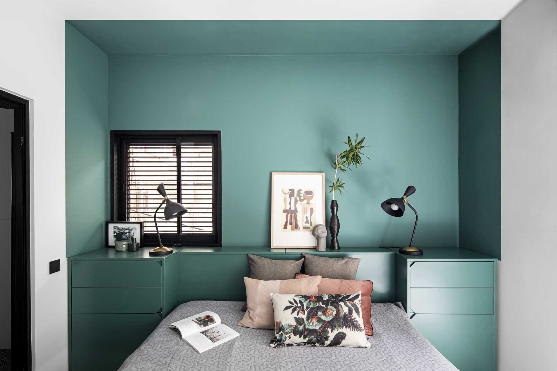 Marine Green Bedroom Accent Wall