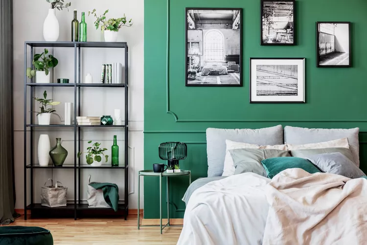 Bold Green Bedroom Accent Wall