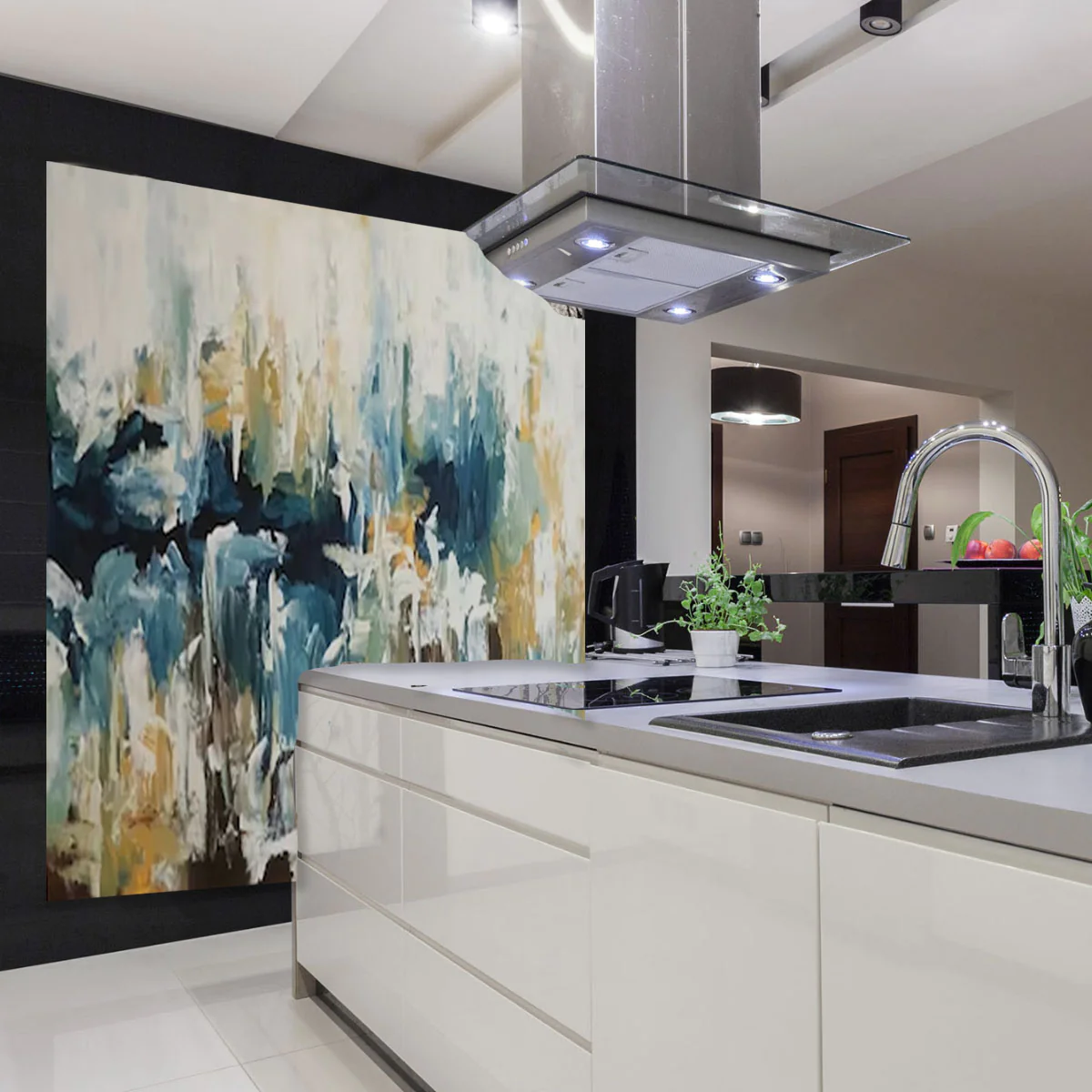 An oversized Artwork 28 Kitchen Feature Wall Ideas