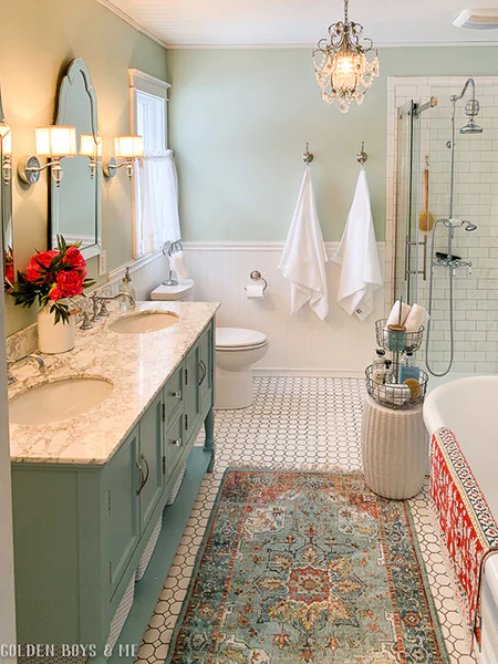 Wallpaper and tile combinations that pair beautifully for a bathroom - Erin  Kestenbaum