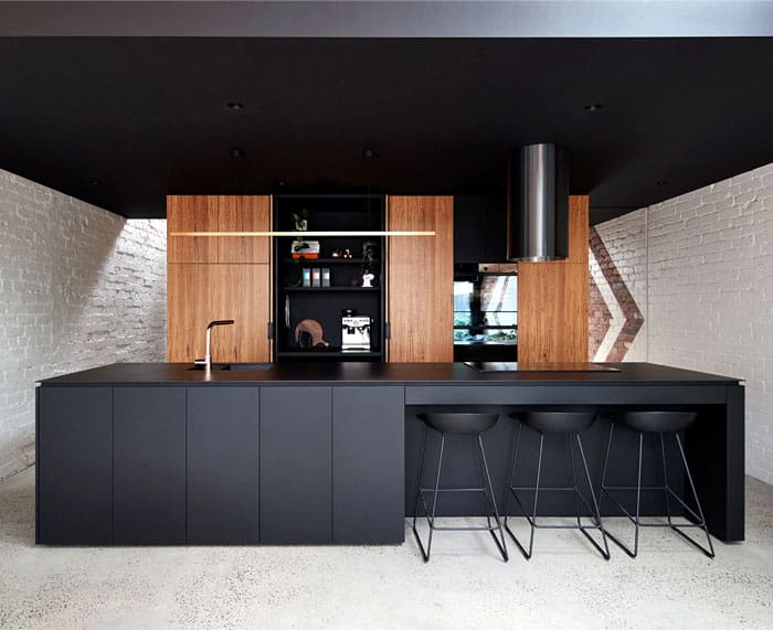 Modern Kitchen with Black Ceiling