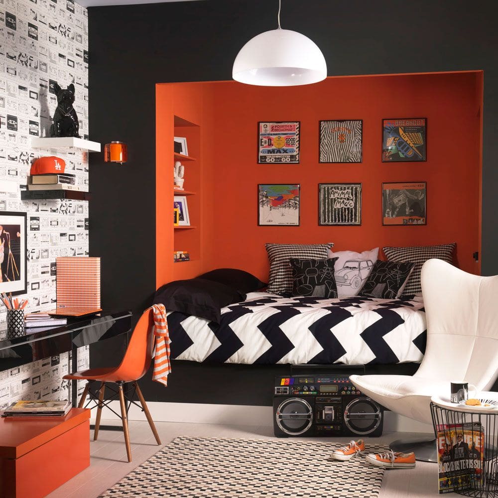 Orange Two Colour Combination For Bedroom Walls Orange and Black Bedroom Wall