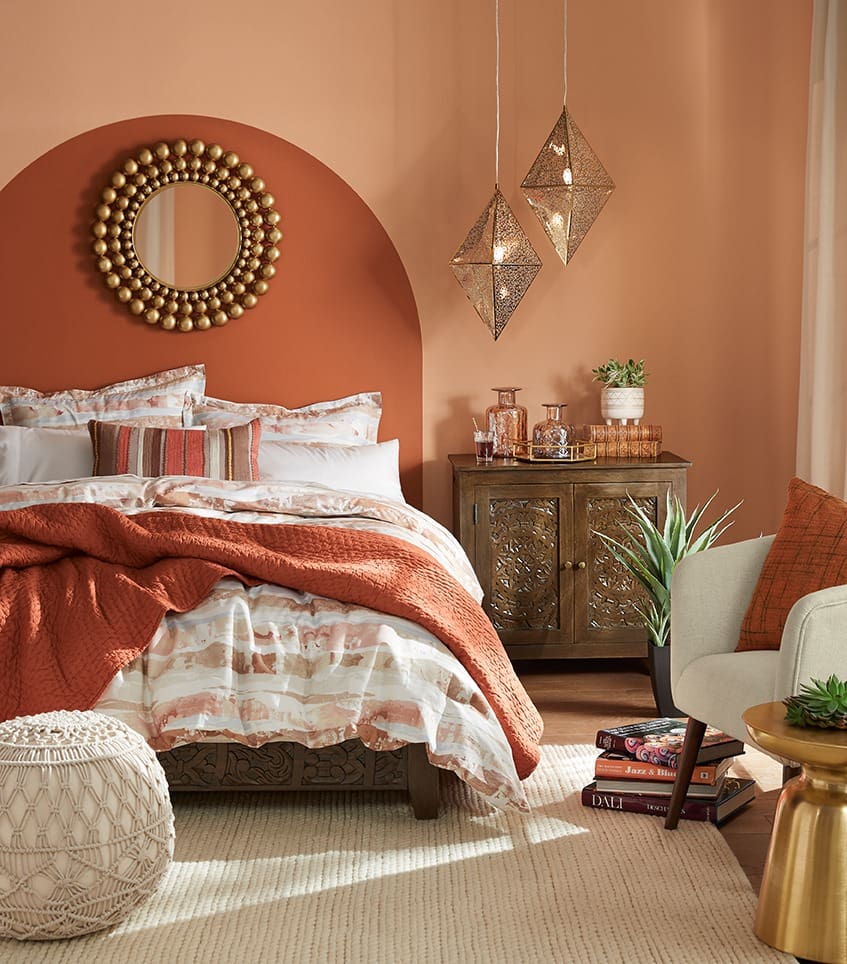 Dark Orange and Peach Bedroom Wall Orange Two Colour Combination For Bedroom Walls