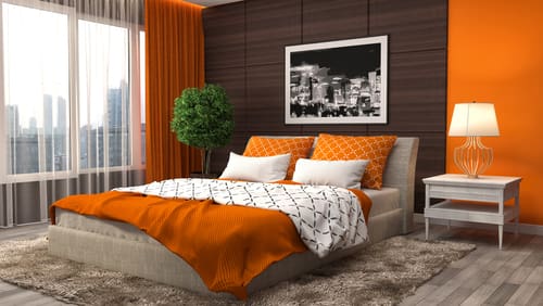 Orange Two Colour Combination For Bedroom Walls Orange and Brown Bedroom Wall