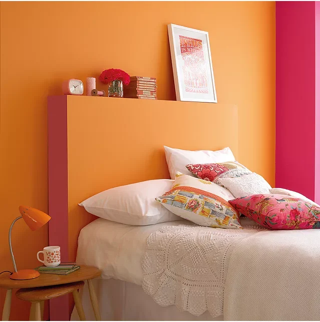 Orange and Bold Pink Bedroom Wall Orange Two Colour Combination For Bedroom Walls