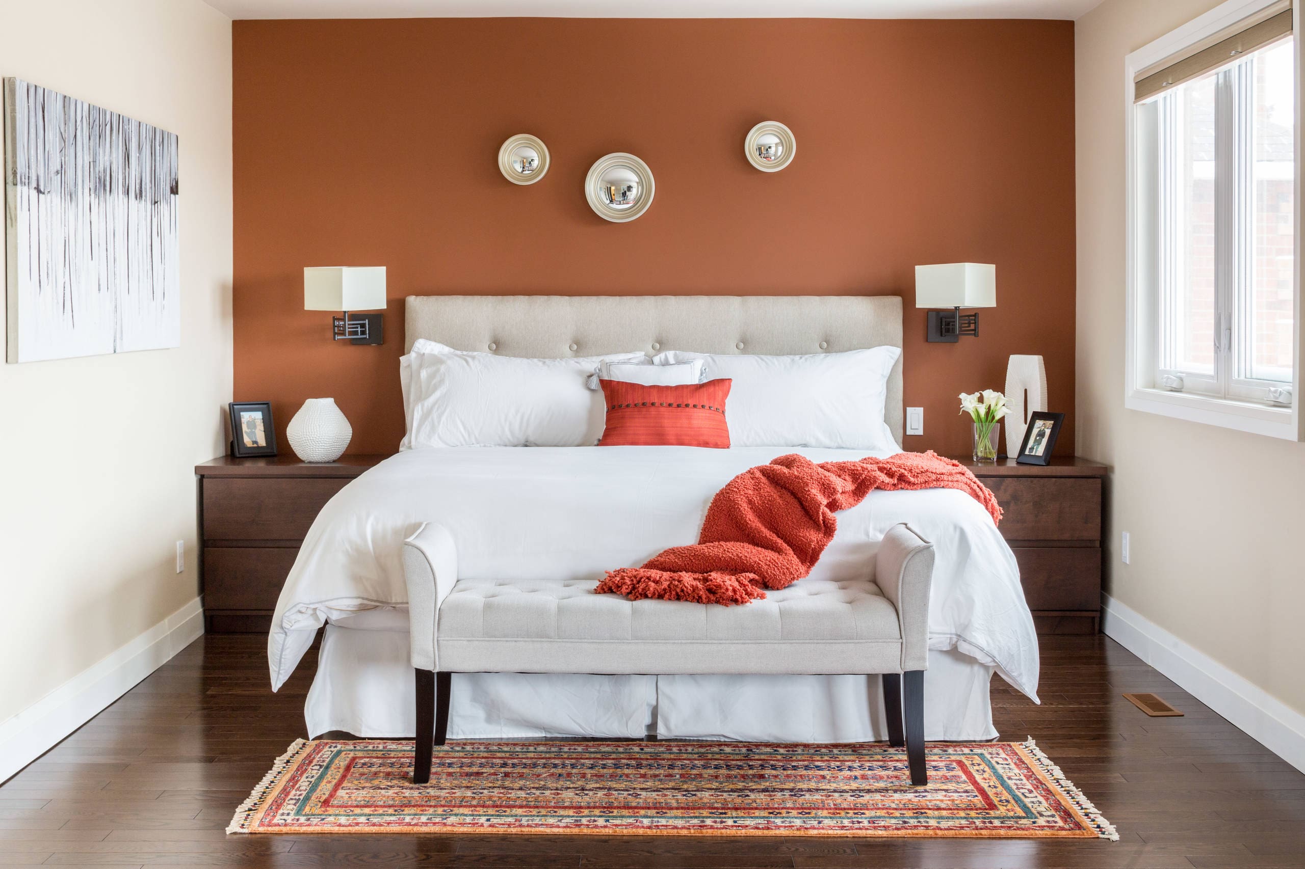 Orange Two Colour Combination For Bedroom Walls Burnt Orange and Beige Bedroom Wall