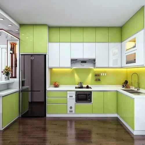 Lime Green and White Kitchen Laminates