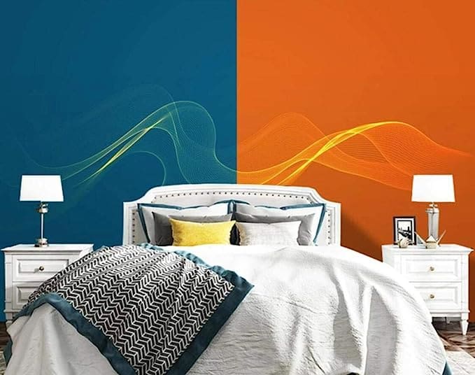 Orange Two Colour Combination For Bedroom Walls Bold Orange and Bold Blue Bedroom Wall