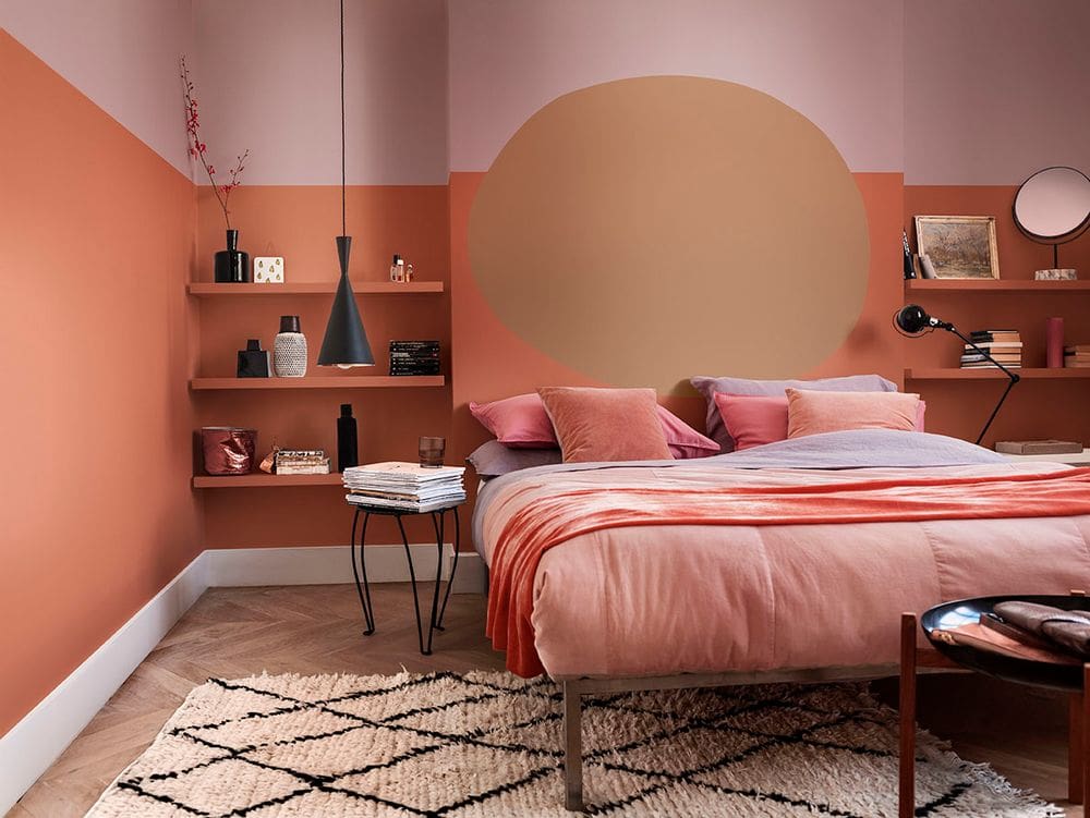 Orange Two Colour Combination For Bedroom Walls Orange and Blush Pink Bedroom Wall