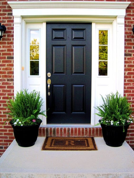 33 Beautiful Front Porch Flower Pots black front door,modern black door