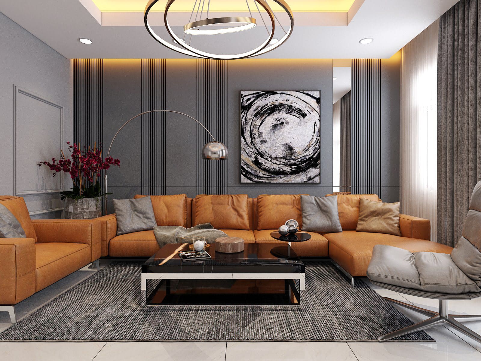 Grey Two Colour Combination For Living Room