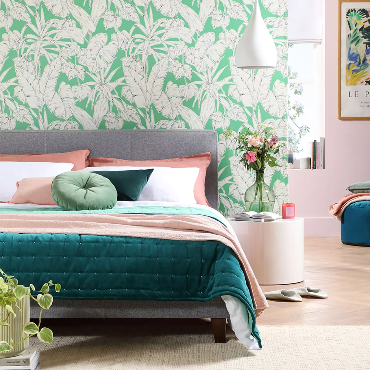 Pink and Green Bedroom