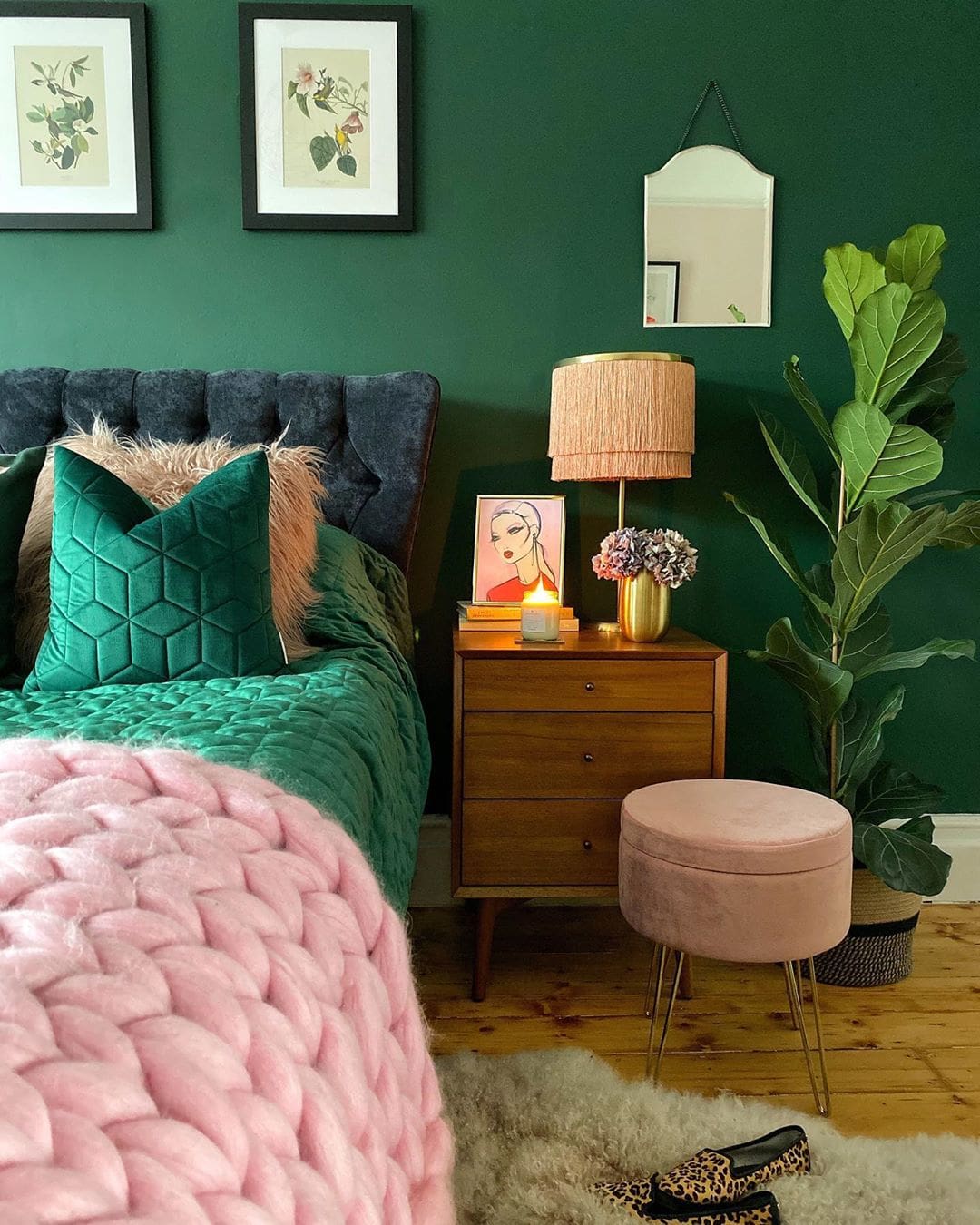 Pink and Green Bedroom