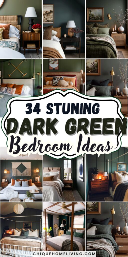 34 Modern Dark Green Bedroom Ideas