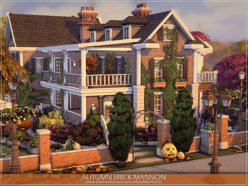 autumn brick mansion 5f845a2a42038 Sims 4 Houses