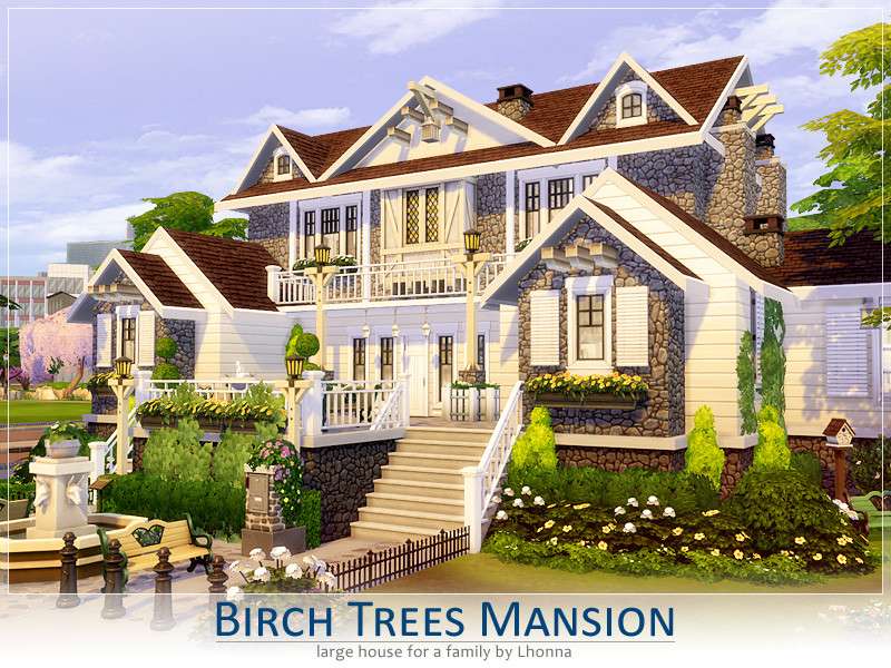 birch trees mansion 5c605ca568fd2 Sims 4 Houses