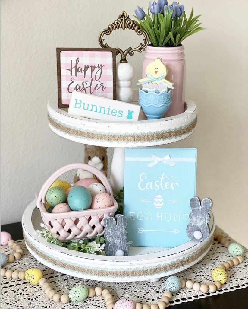 34 Best Easter Tiered Tray Decor Ideas