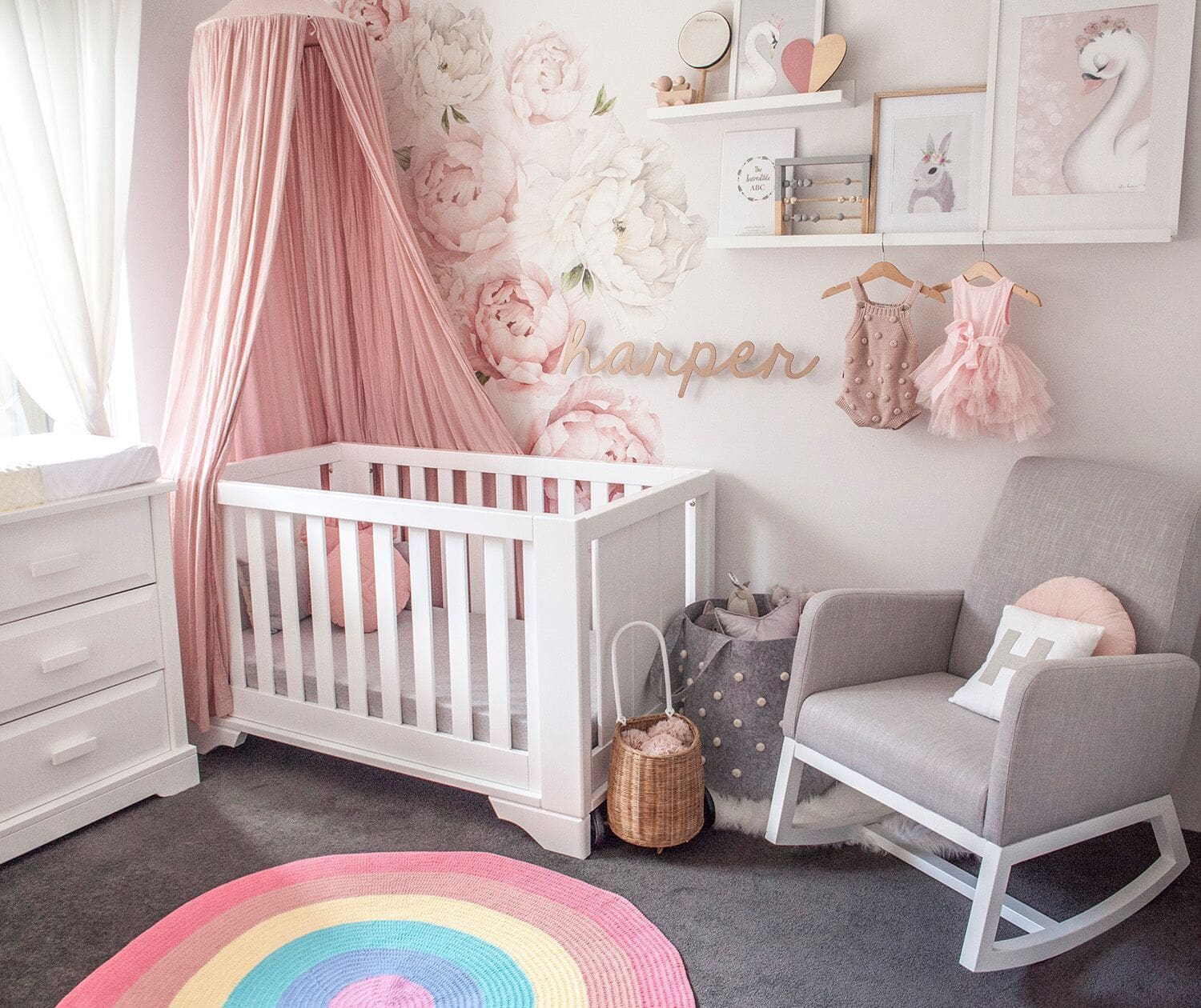 Round Rug Rainbow beautifully thick and soft Nursery Rug 120cm or 150cm sizes FREE SHIPPING AUSTRALIA Baby Girl Nursery Ideas