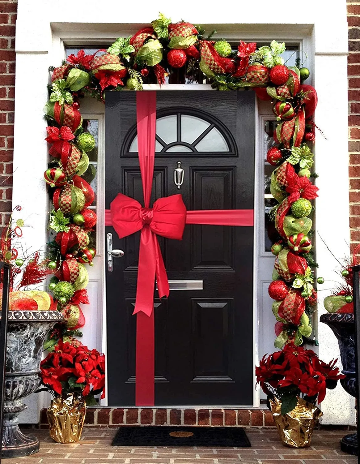 simple bow front door decoration a8891d0 Christmas Front Door Decor