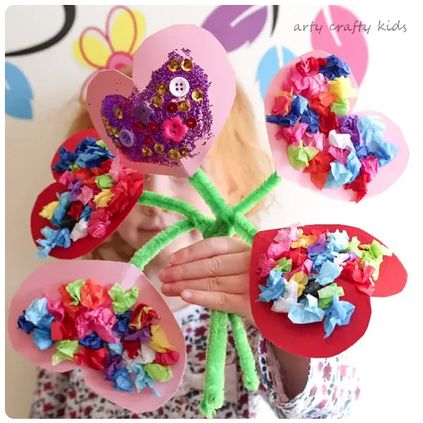Valentines Day heart bouquet Valentine's Crafts Ideas for Kids