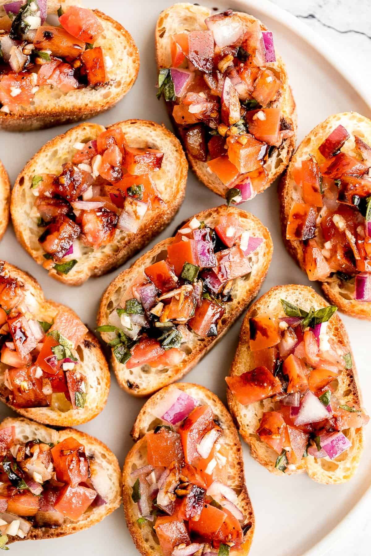 tomato bruschetta with balsamic glaze 8 Party Finger Food Ideas