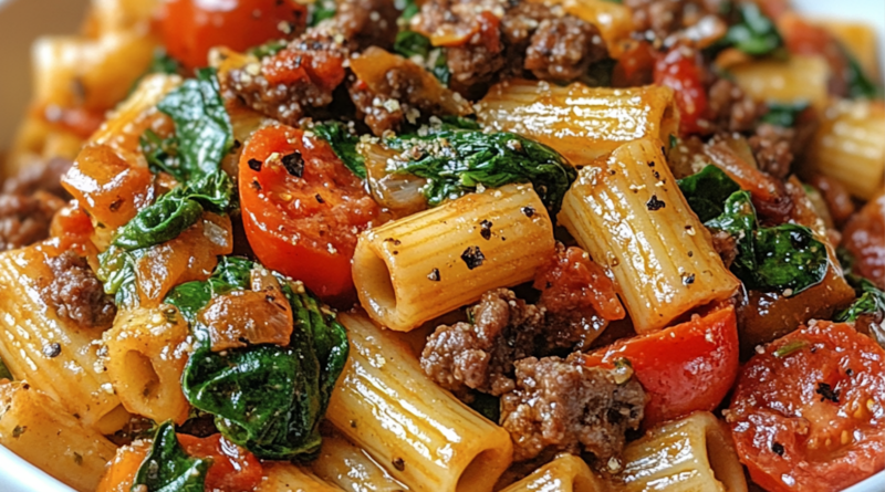 Tomato, Spinach & Beef Rigatoni