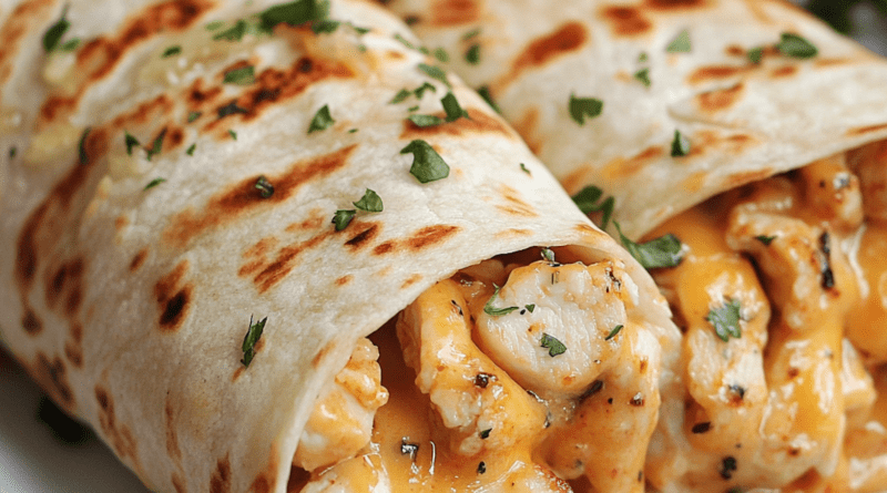 Cheesy Garlic Chicken Wraps