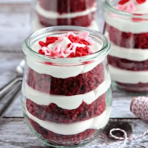 red velvet cupcakes in a jar Mini Dessert Cup Ideas