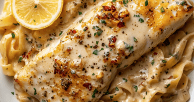 Creamy Garlic Tuscan Fish with Tagliatelle