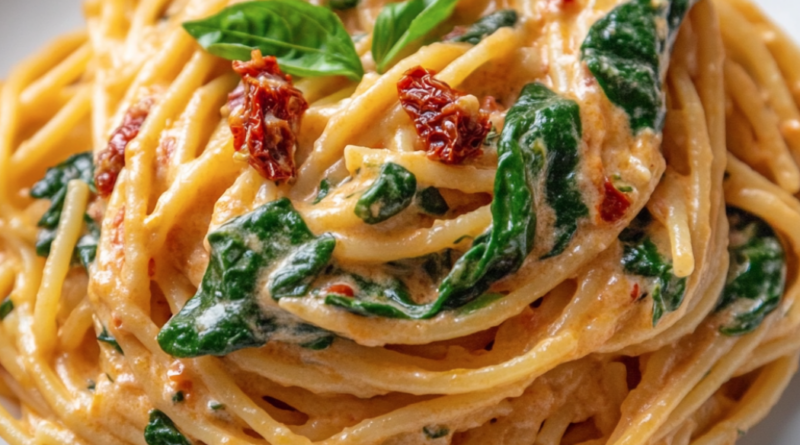 Creamy Spinach and Sun-Dried Tomato Spaghetti