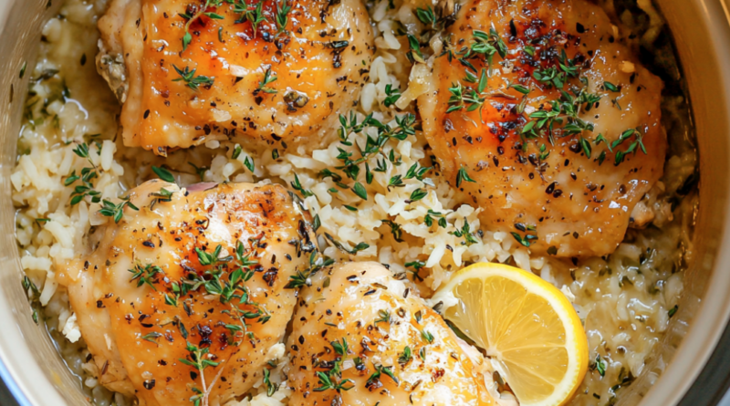 Slow Cooker Lemon Herb Chicken and Rice