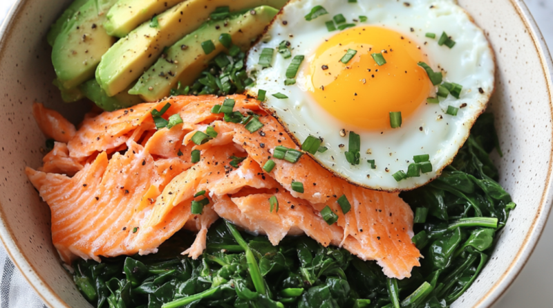 Keto Salmon and Egg Breakfast Bowl