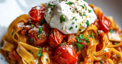 Tagliatelle al Pomodoro with Burrata Easter Dinner Ideas