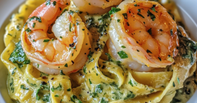 Creamy Shrimp Tagliatelle with Apple-Spinach Sauce