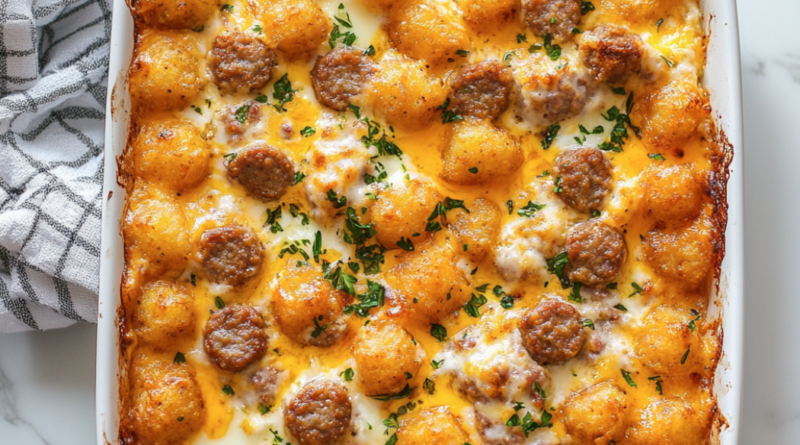 Tater Tot Breakfast Casserole with Sausage