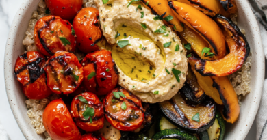 Roasted Vegetable and Hummus Burrito Bowl