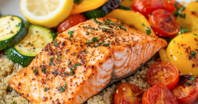 Lemon Herb Baked Salmon with Quinoa and Roasted Vegetables