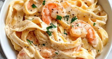 Creamy Salmon & Shrimp Fettuccine Alfredo