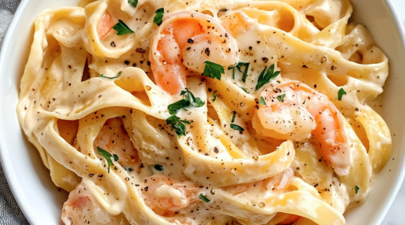 Creamy Salmon & Shrimp Fettuccine Alfredo