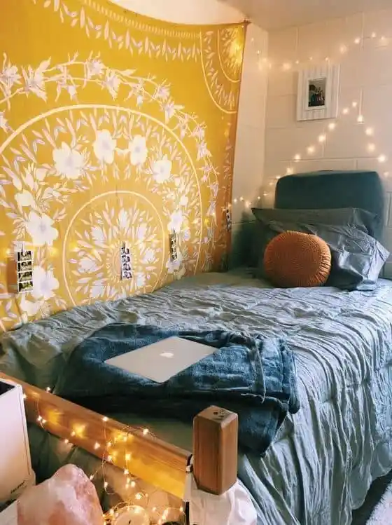 yellow tapestry cute dorm room ideas Teen Girl Bedroom Ideas